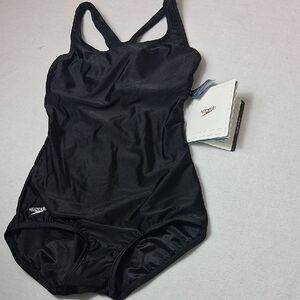 NWT. Speedo, One Piece Bathing Suit, Size 10, Black